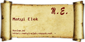 Matyi Elek névjegykártya